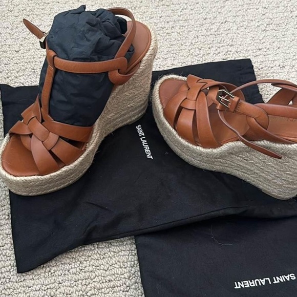TRIBUTE ESPADRILLES WEDGE IN SMOOTH LEATHER - Picture 1 of 4